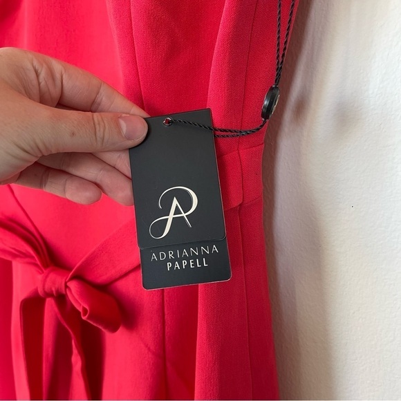 Adrianna Papell Red Bow Belted Sheath Dress Petite Size 6P - Picture 10 of 13